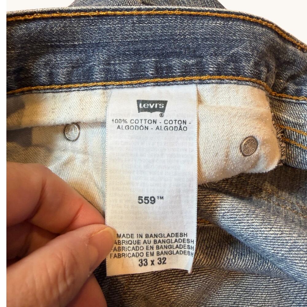 LEVI'S Men's 559 Relaxed Straight Fit Jeans Blue 33 x 32 Distressed 34 x 30.5 - Picture 4 of 13